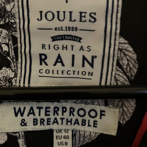 Joules Black and White Floral Rain Jacket - Picture 3 of 8